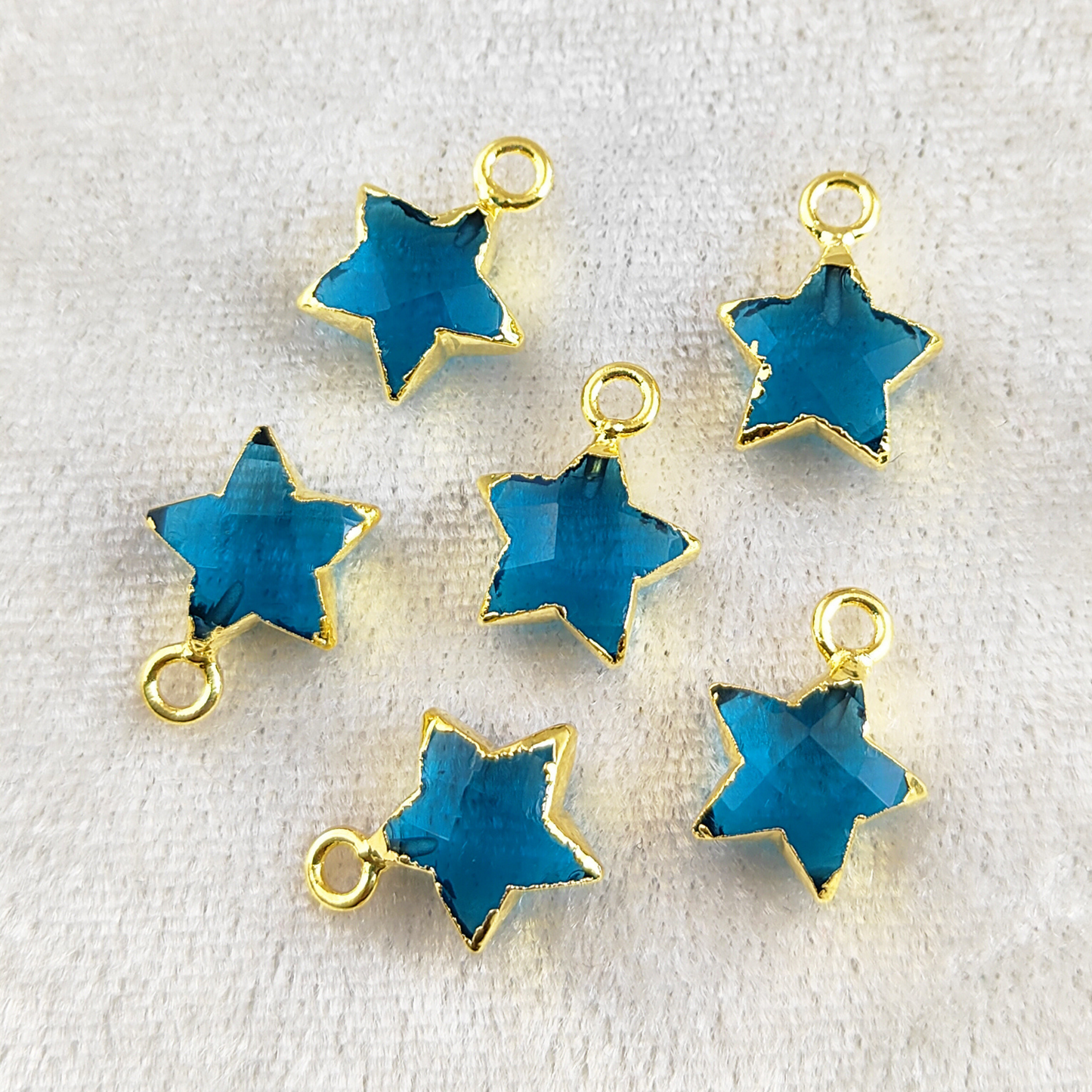 December Birthstone London Blue Topaz Gemstone Pendant Gold/Silver Electroplated Star Shape Dainty Jewelry- Selling Per Piece