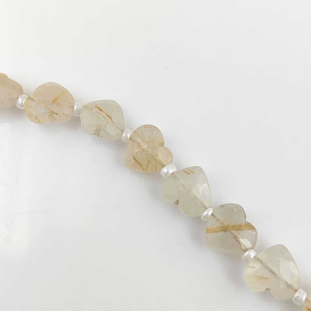 Lustrous Golden Rutile Heart Shaped Beads Unique Faceted Gemstones for DIY Jewelry