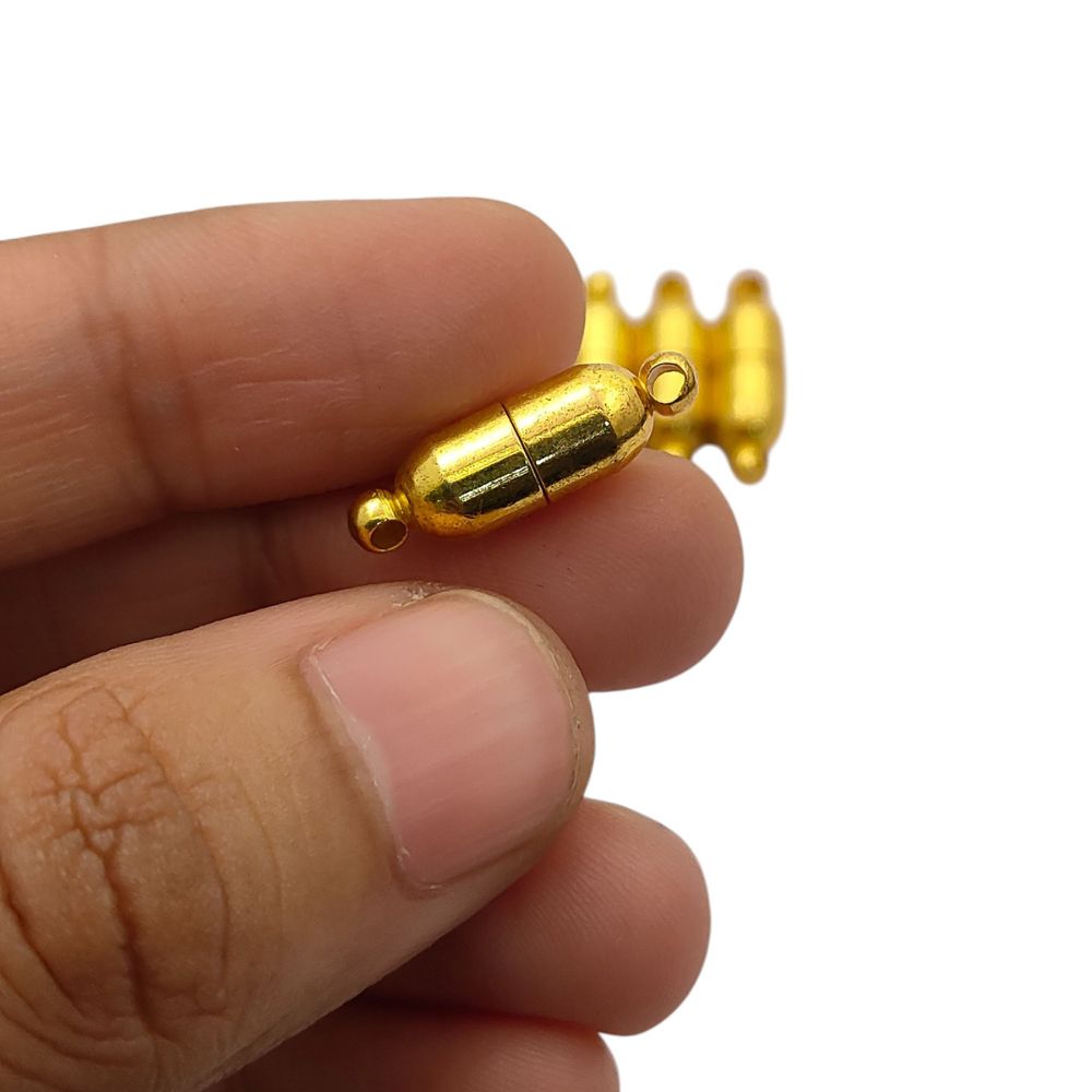 Magnetic Cylinder Clasp Strong Gold Brass Connector for DIY Jewelry & Bracelet Findings- Selling Per Piece
