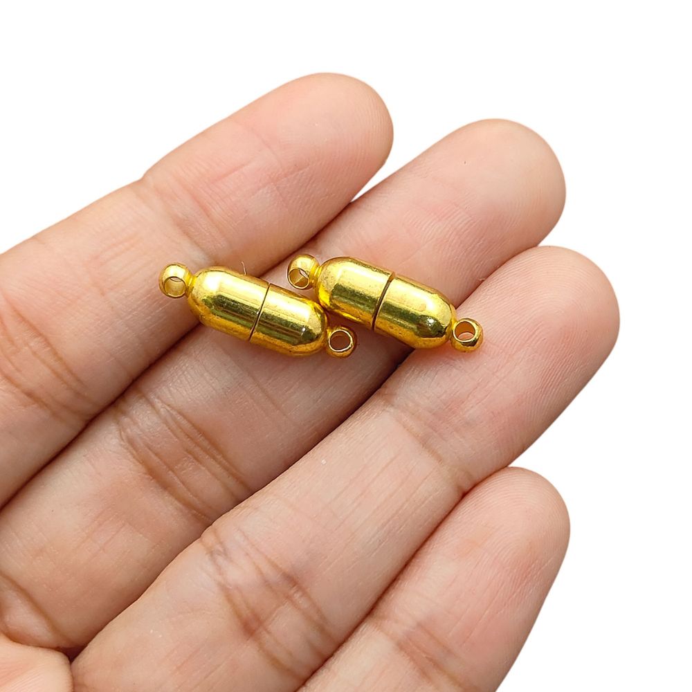 Magnetic Cylinder Clasp Strong Gold Brass Connector for DIY Jewelry & Bracelet Findings- Selling Per Piece