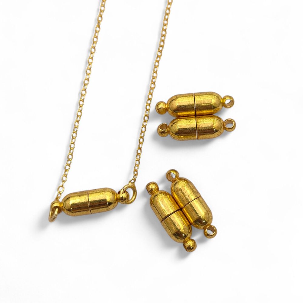 Magnetic Cylinder Clasp Strong Gold Brass Connector for DIY Jewelry & Bracelet Findings- Selling Per Piece