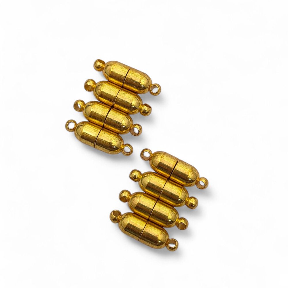 Magnetic Cylinder Clasp Strong Gold Brass Connector for DIY Jewelry & Bracelet Findings- Selling Per Piece