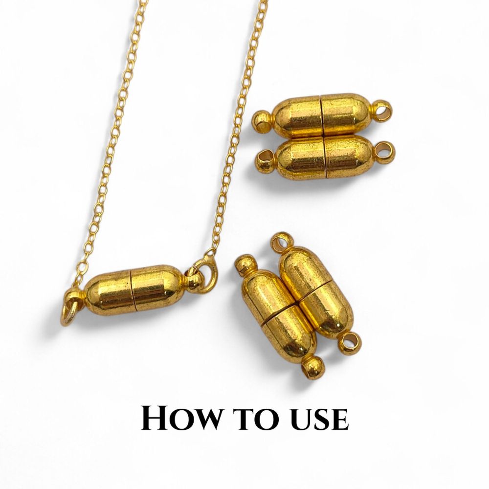 Magnetic Cylinder Clasp Strong Gold Brass Connector for DIY Jewelry & Bracelet Findings- Selling Per Piece
