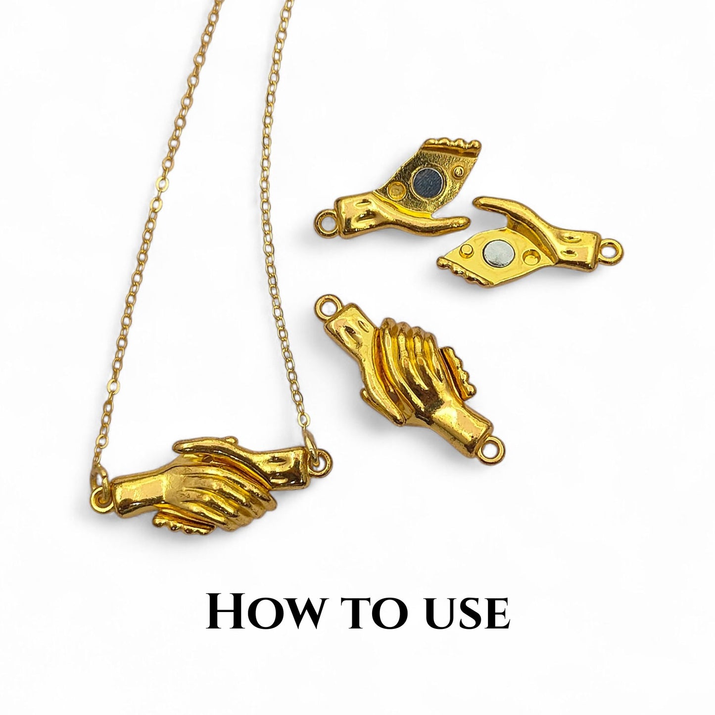 Magnetic Handshake Jewelry Clasp, Gold Hand Connector for Bracelets & DIY Jewelry Making, Friendship Gift Component – Selling Per Piece