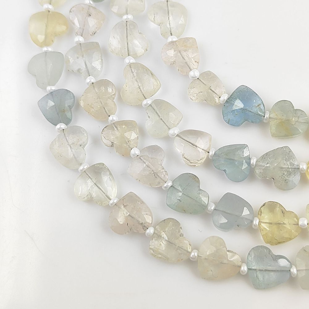 March Birthstone Natural Aquamarine Faceted Heart Gemstone Beads Elegant & Unique Jewelry Supplies