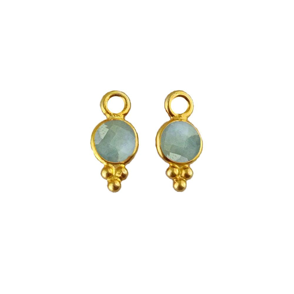 Minimal Aquamarine Pendant 4mm Healing Crystal in Gold Vermeil