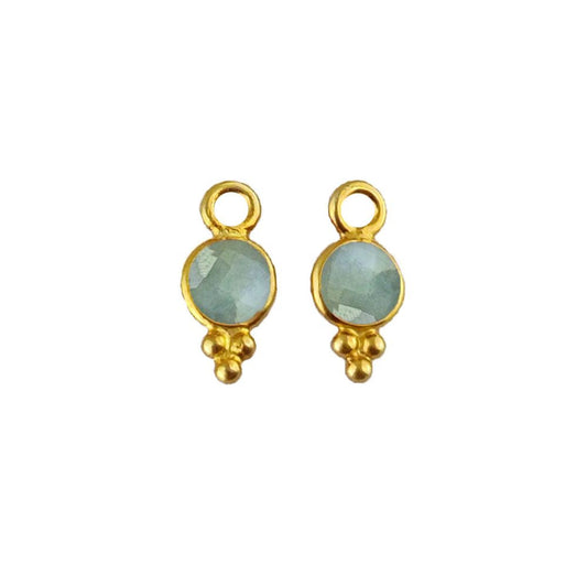 Minimal Aquamarine Pendant 4mm Healing Crystal in Gold Vermeil