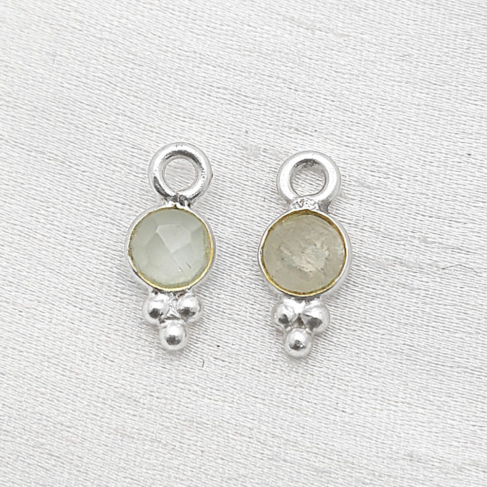 Tiny 4mm Aquamarine Gemstone Charm 925 Silver Pendant