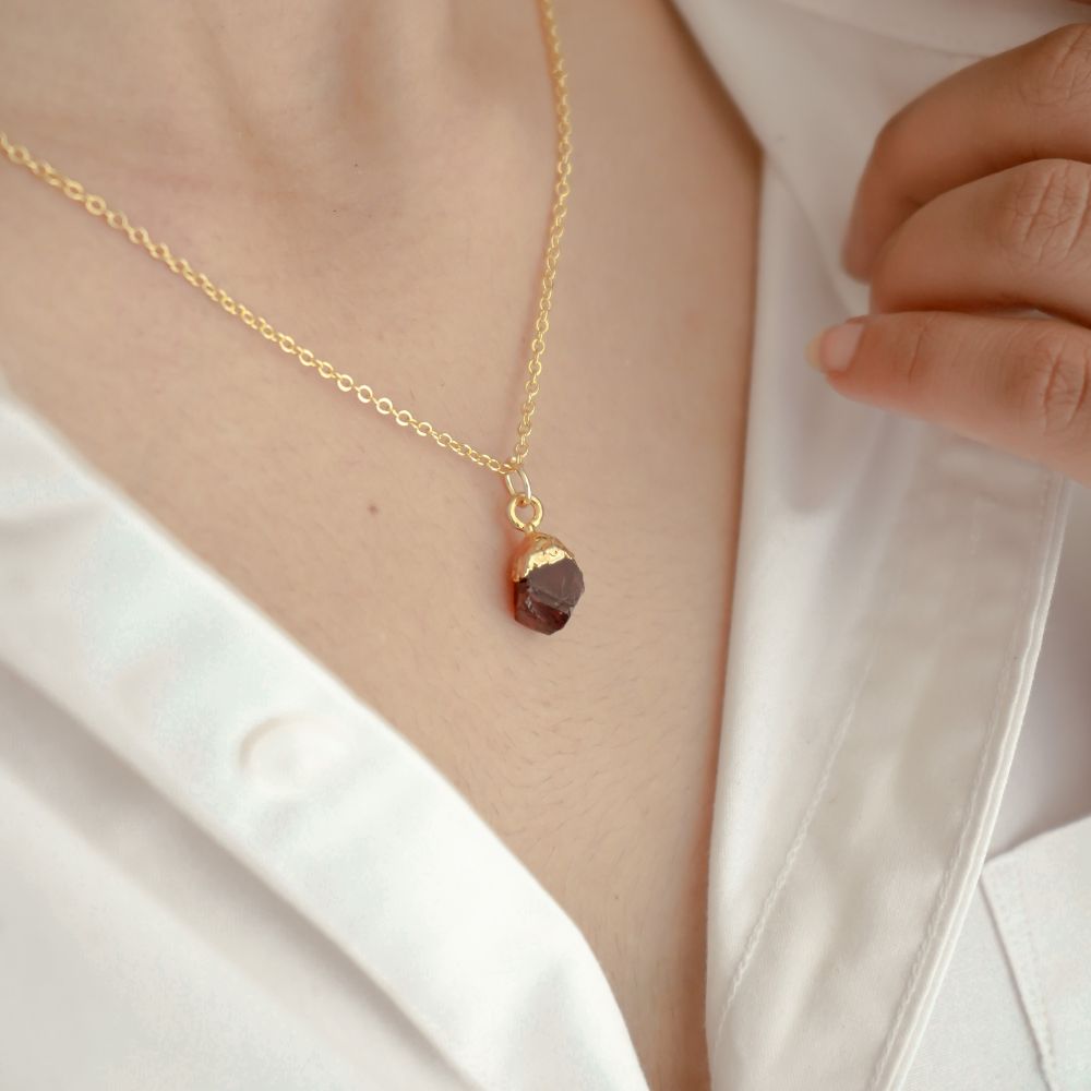 Minimalist All Birthstone Raw Gemstone Necklace, Gold/Rose Gold/Silver Plated Handmade Pendant Jewelry-Selling/Piece