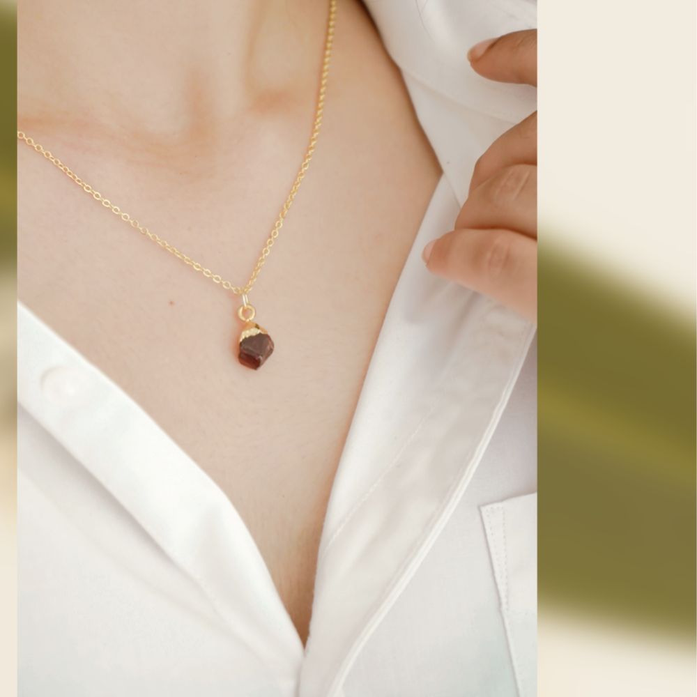 Minimalist All Birthstone Raw Gemstone Necklace, Gold/Rose Gold/Silver Plated Handmade Pendant Jewelry-Selling/Piece