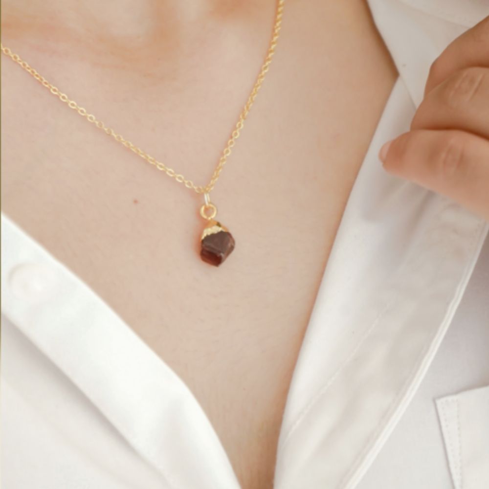 Minimalist All Birthstone Raw Gemstone Necklace, Gold/Rose Gold/Silver Plated Handmade Pendant Jewelry-Selling/Piece