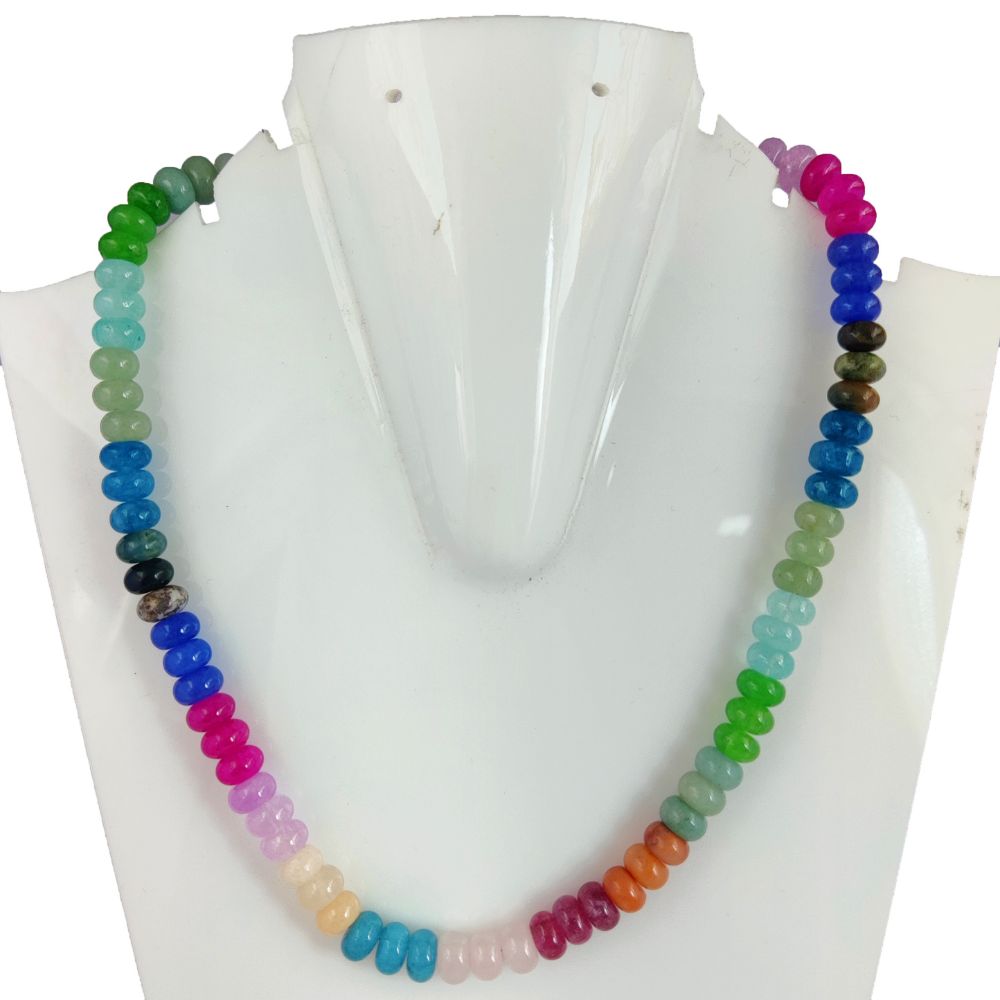 Elegant 6-8mm rondelle gemstone necklace, handcrafted with natural beads, perfect for layering or wearing alone.