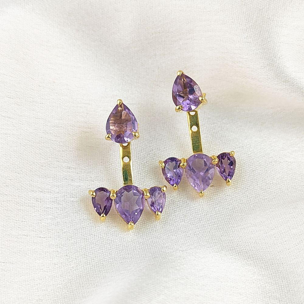 Handcrafted Amethyst Ear Jacket – Minimalist Gold Vermeil & Sterling Silver Jewelry