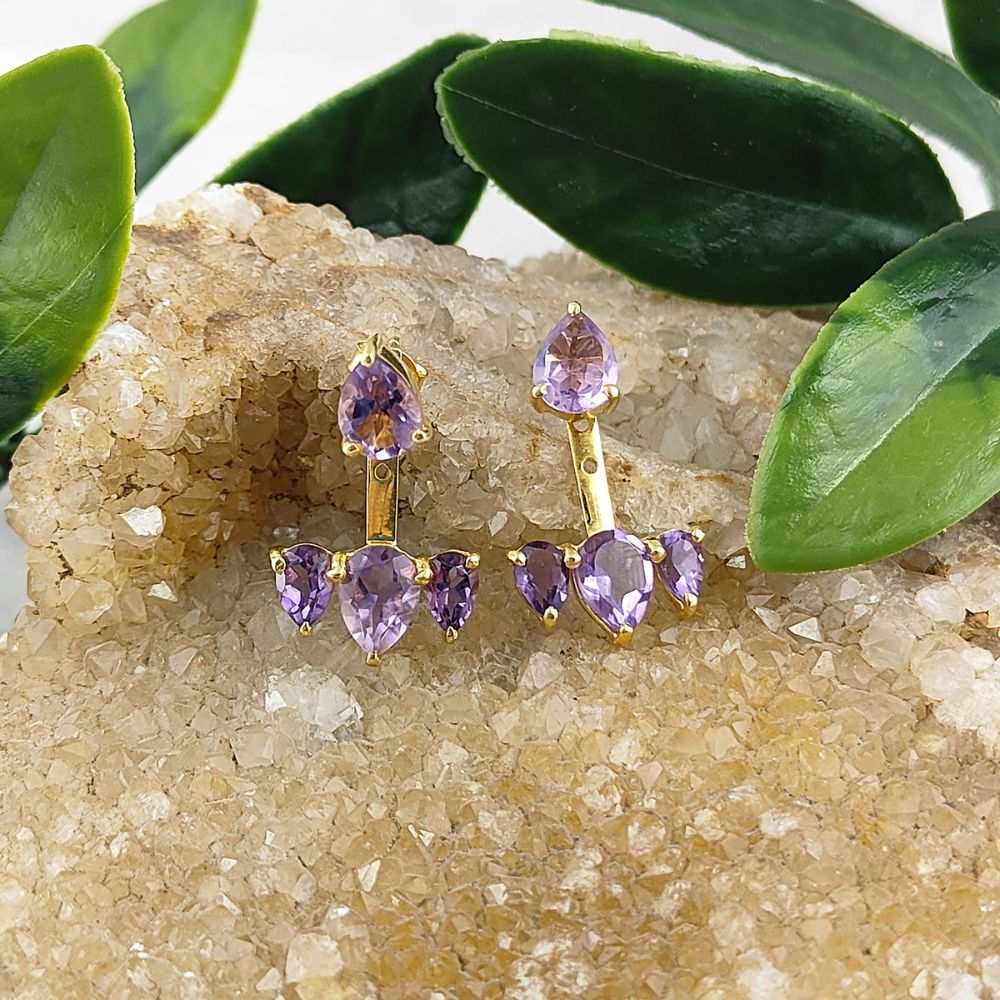 Amethyst Gold Vermeil Ear Jacket – Minimalist Sterling Silver Earring for Women