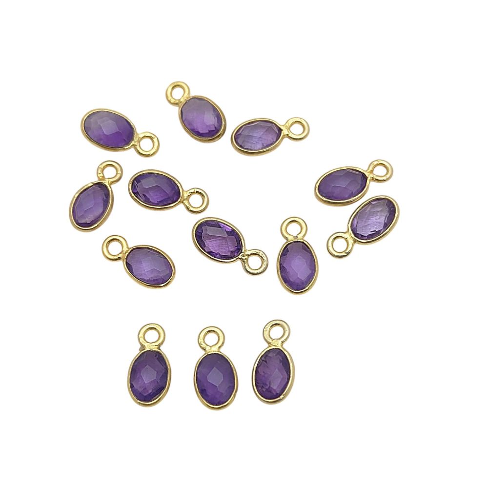 Minimalist amethyst pendant necklace with February birthstone charm