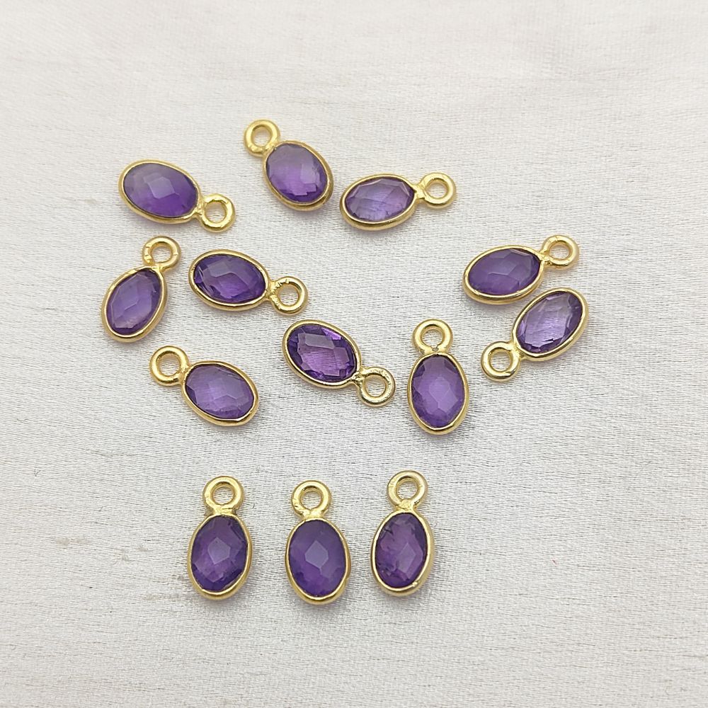 Simple amethyst charm necklace in gold for her
