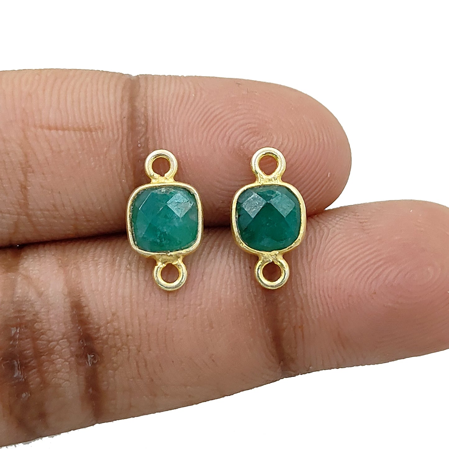DIY jewelry minimalist emerald gemstone connector gold over sterling silver