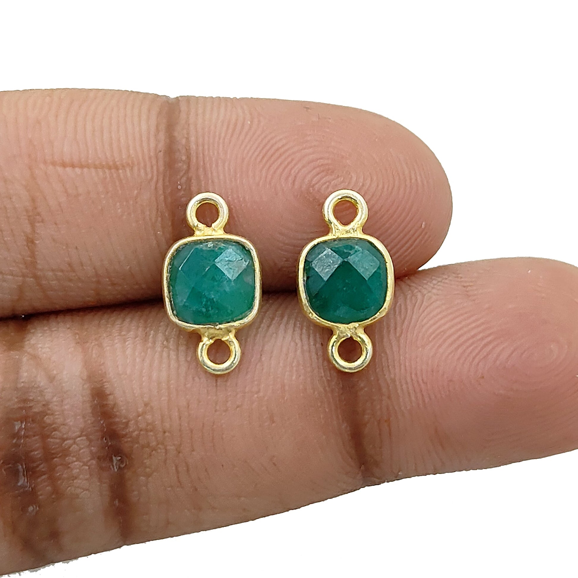 DIY jewelry minimalist emerald gemstone connector gold over sterling silver