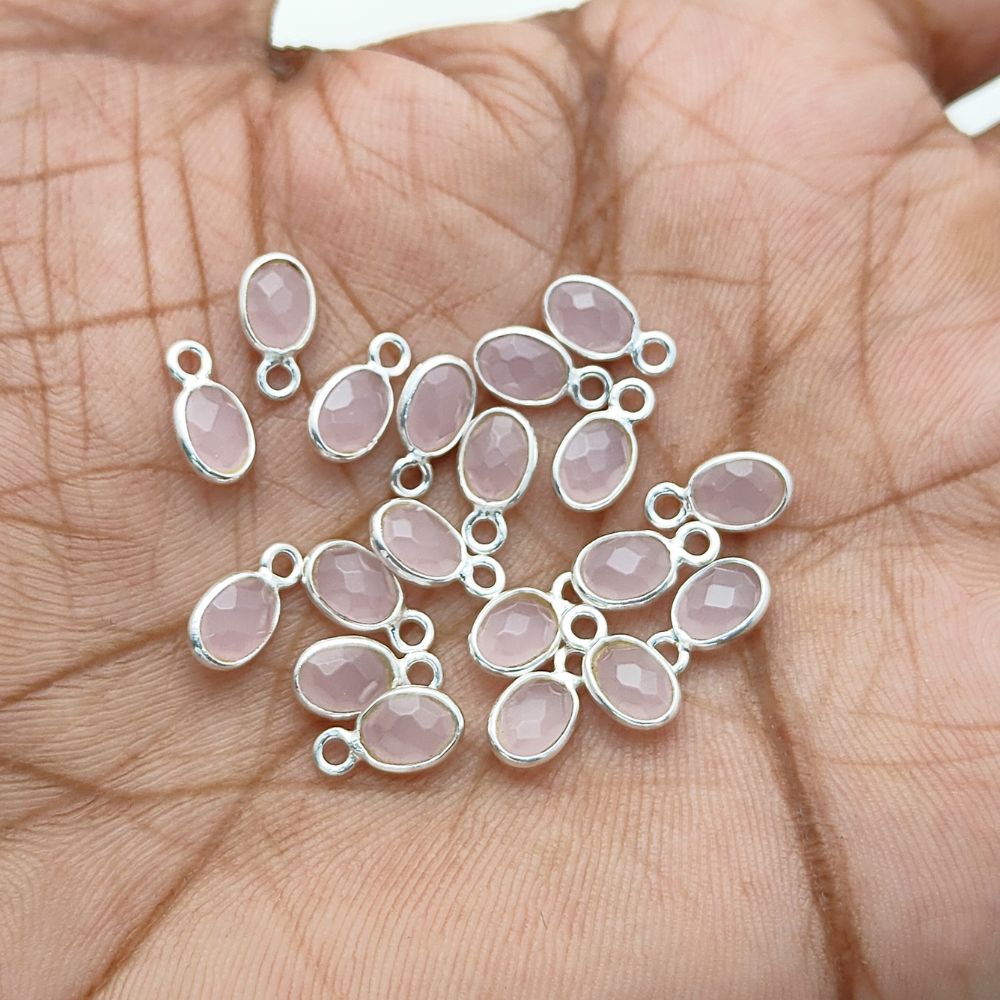Sterling Silver Oval Pink Chalcedony Pendant