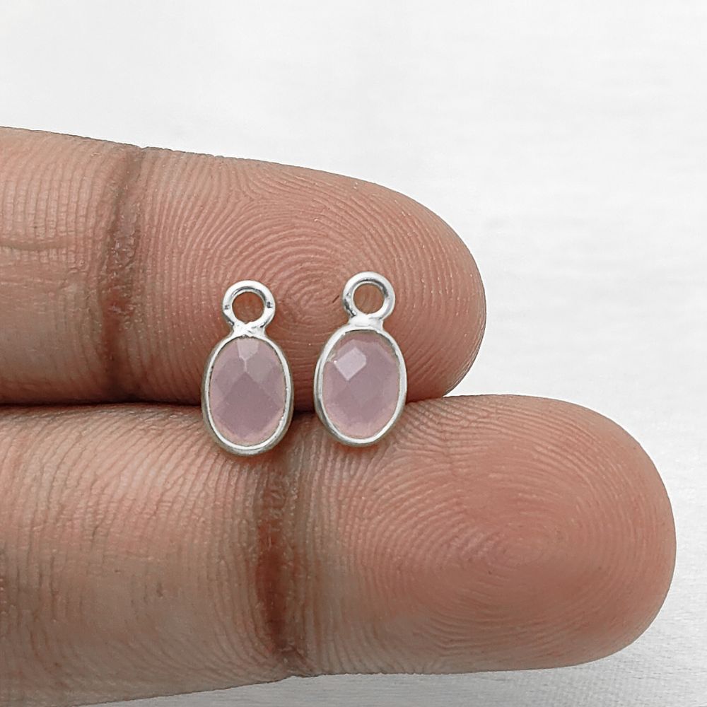 Handcrafted Pink Chalcedony Necklace in Silver