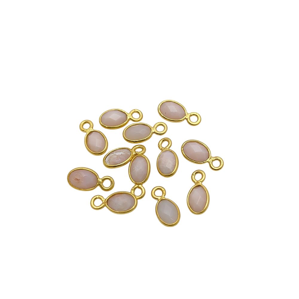 Minimalist pink opal pendant necklace with oval gemstone