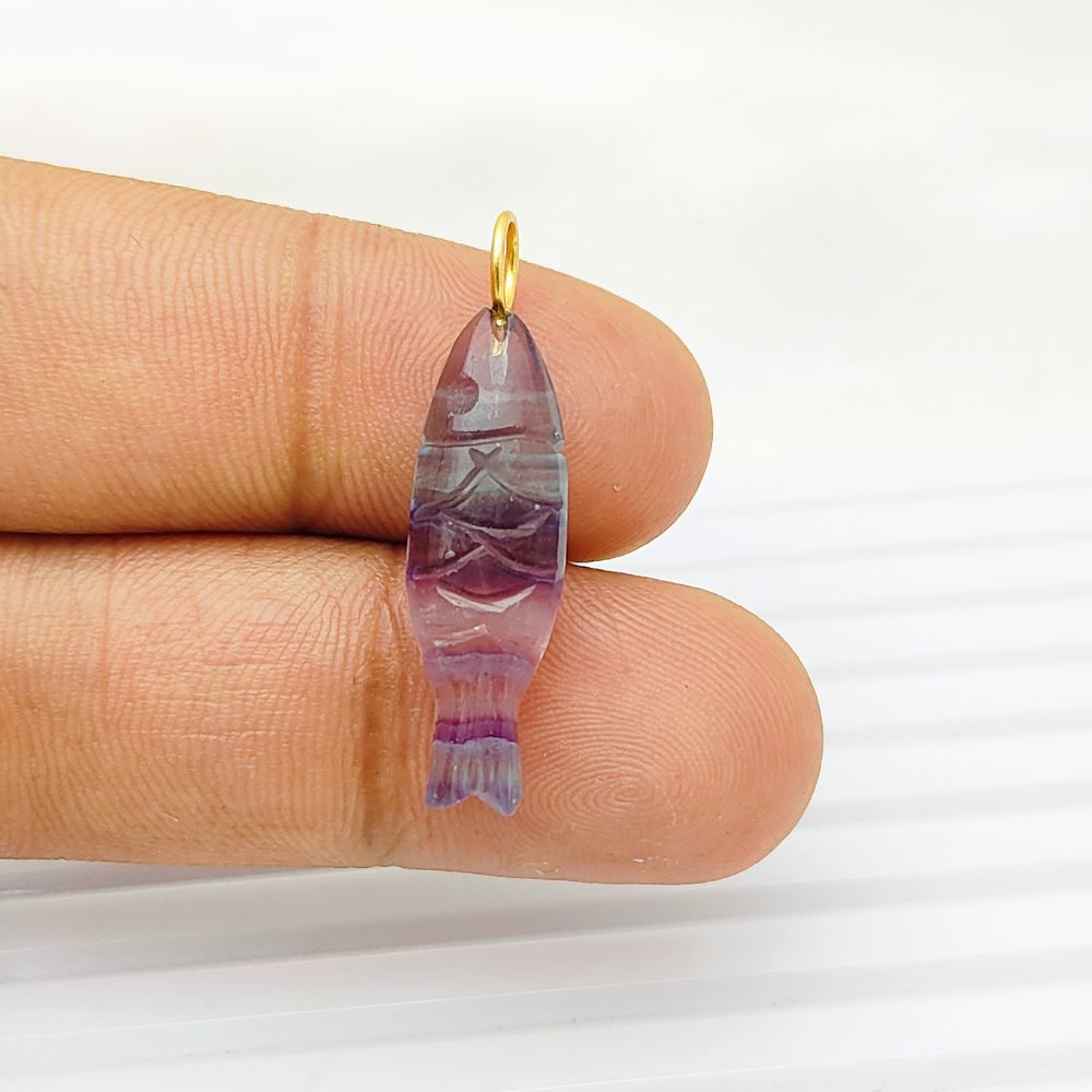 Gold plated sterling silver fluorite gemstone charm for necklace making