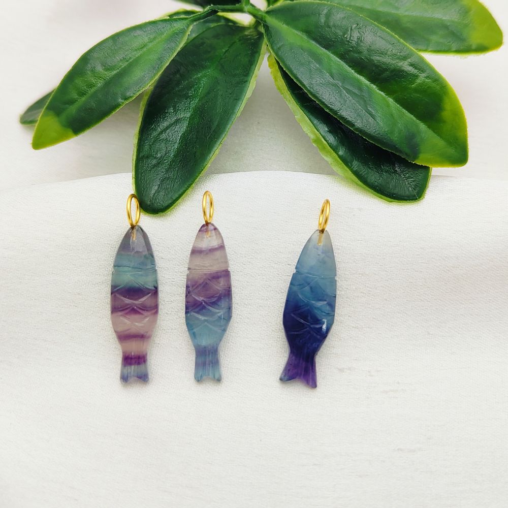 Multi-fluorite pendant for spiritual and chakra healing jewelry