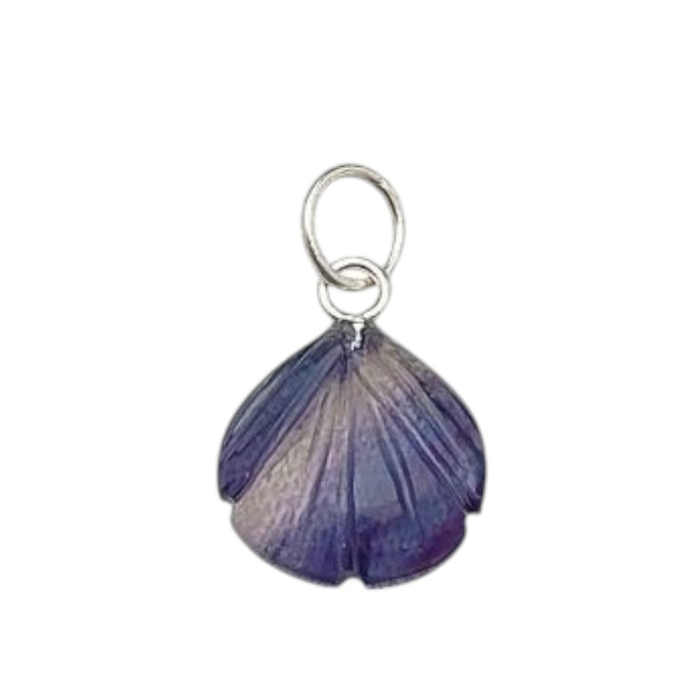 Handcrafted Multi-Fluorite Heart Pendant for Necklace with Seashell Charm in Sterling Silver