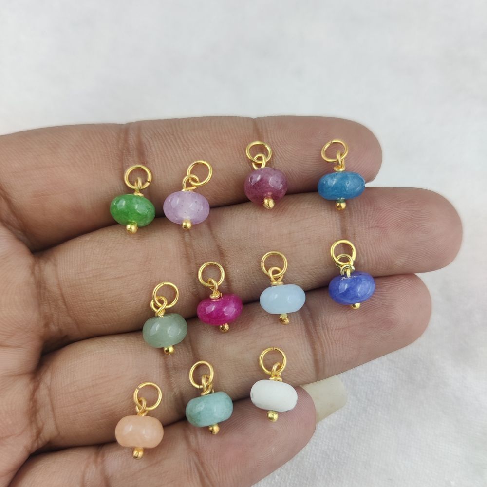 Multi-Gemstone Roundel Bead Charm 8mm Gold Vermeil Birthstone Pendant for Jewelry Making- Selling Per Piece