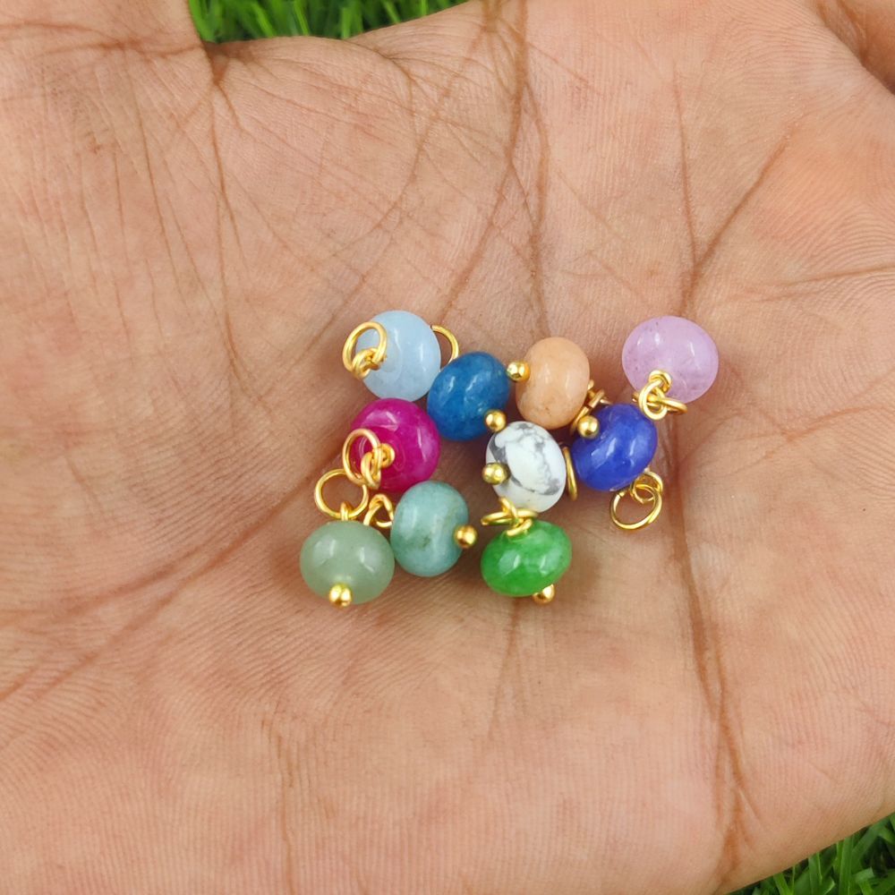 Multi-Gemstone Roundel Bead Charm 8mm Gold Vermeil Birthstone Pendant for Jewelry Making- Selling Per Piece