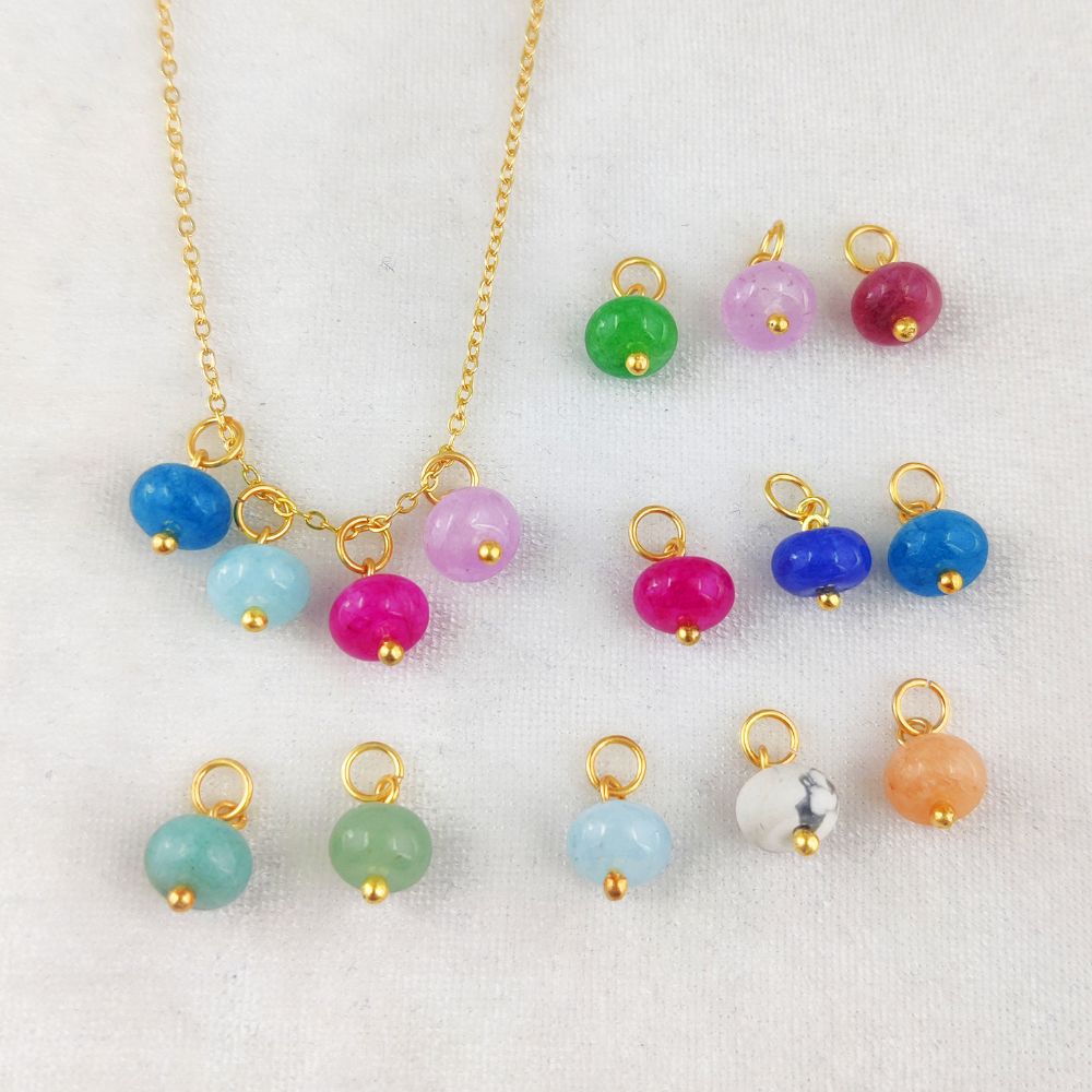 Howlite Roundel Bead – 8mm Gold Plated Sterling Silver Pendant for DIY Earrings & Necklaces