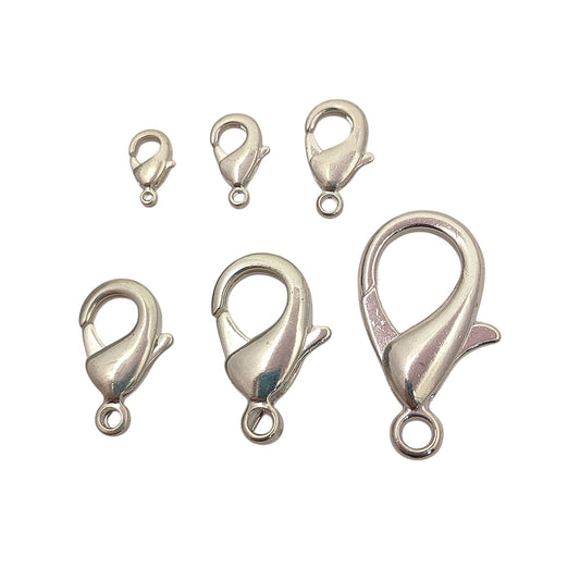 Multi-Size Silver Plated Lobster Clasps Jewelry Making Components for Necklaces, Bracelets, and Handmade Crafting- 5 Piece Set