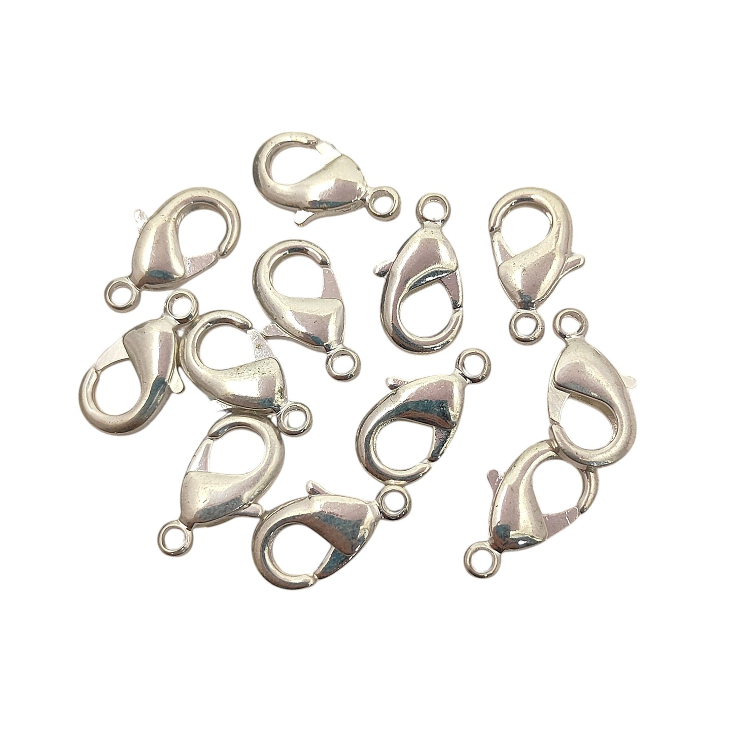 Multi-Size Silver Plated Lobster Clasps Jewelry Making Components for Necklaces, Bracelets, and Handmade Crafting- 5 Piece Set