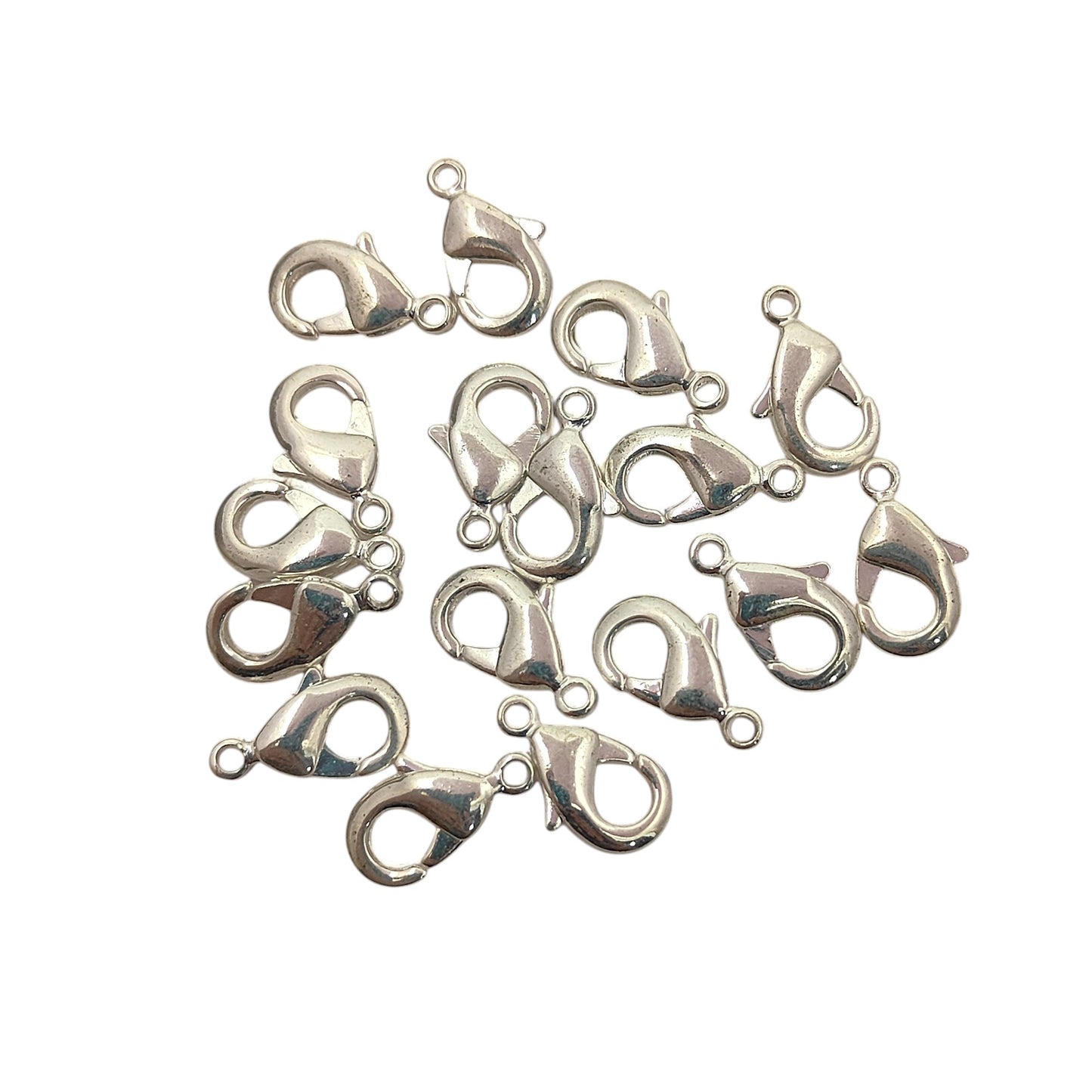 Multi-Size Silver Plated Lobster Clasps Jewelry Making Components for Necklaces, Bracelets, and Handmade Crafting- 5 Piece Set