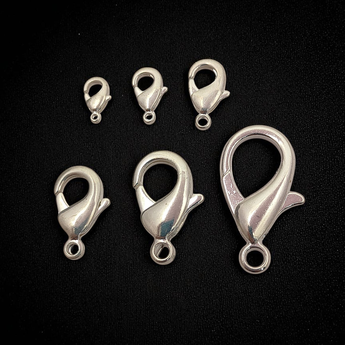 Multi-Size Silver Plated Lobster Clasps Jewelry Making Components for Necklaces, Bracelets, and Handmade Crafting- 5 Piece Set