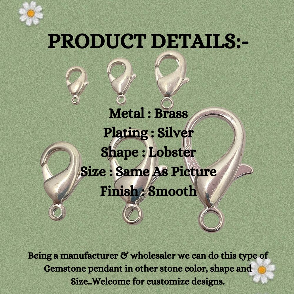Multi-Size Silver Plated Lobster Clasps Jewelry Making Components for Necklaces, Bracelets, and Handmade Crafting- 5 Piece Set