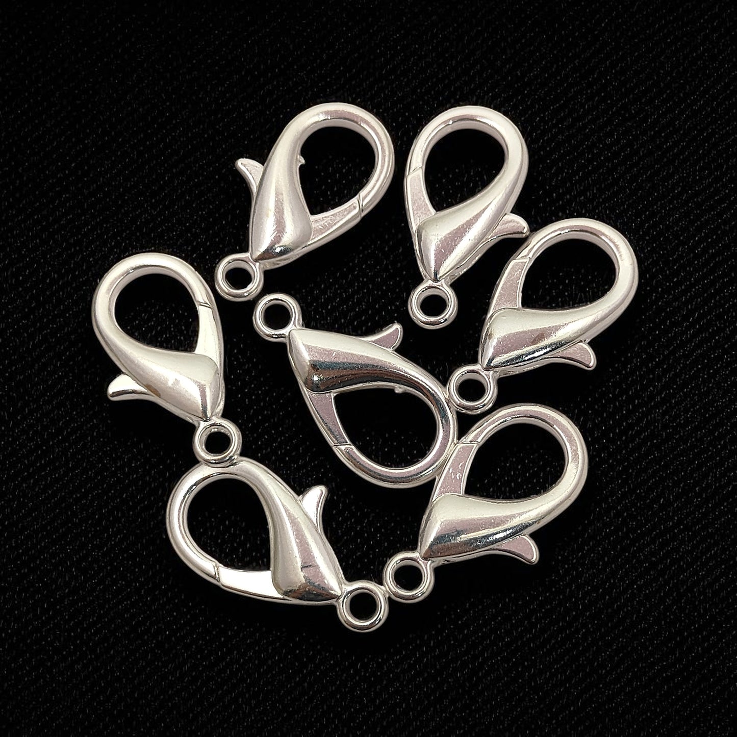 Multi-Size Silver Plated Lobster Clasps Jewelry Making Components for Necklaces, Bracelets, and Handmade Crafting- 5 Piece Set