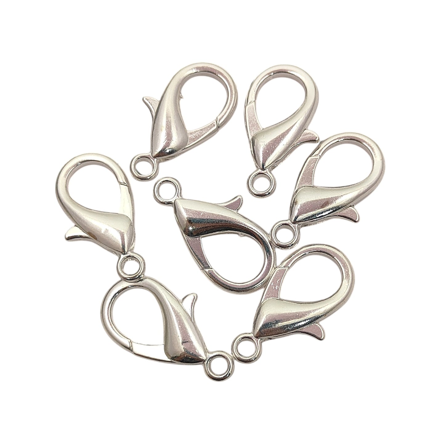 Multi-Size Silver Plated Lobster Clasps Jewelry Making Components for Necklaces, Bracelets, and Handmade Crafting- 5 Piece Set