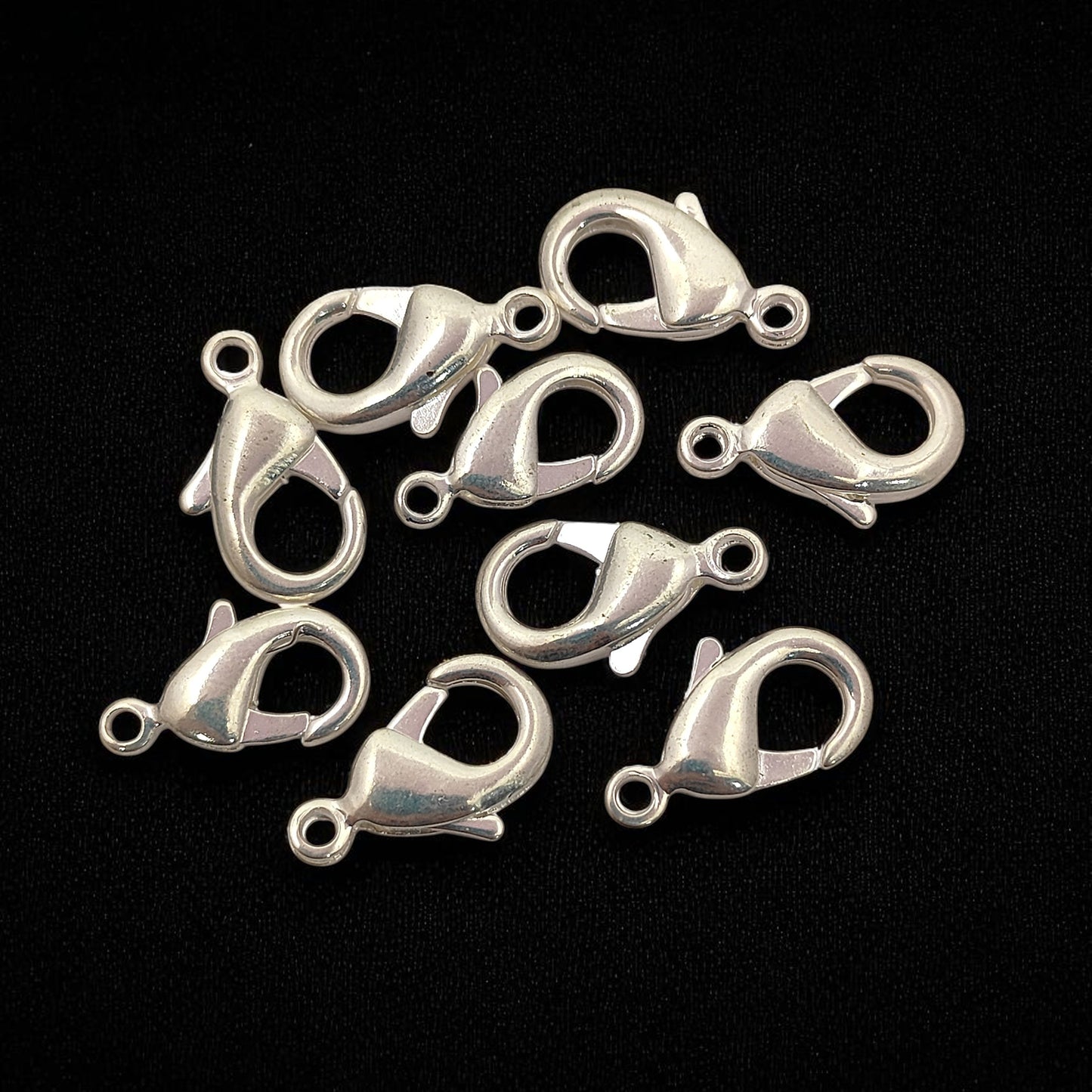 Multi-Size Silver Plated Lobster Clasps Jewelry Making Components for Necklaces, Bracelets, and Handmade Crafting- 5 Piece Set