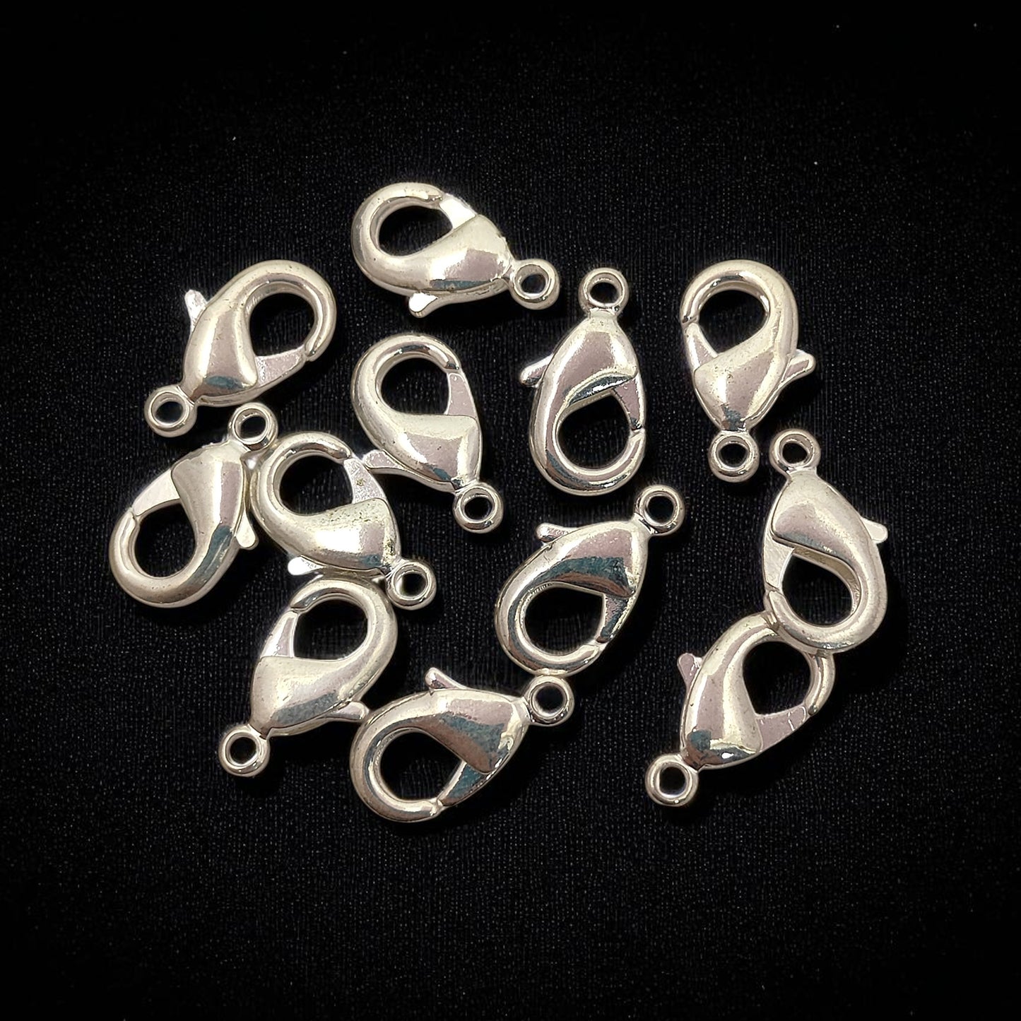 Multi-Size Silver Plated Lobster Clasps Jewelry Making Components for Necklaces, Bracelets, and Handmade Crafting- 5 Piece Set