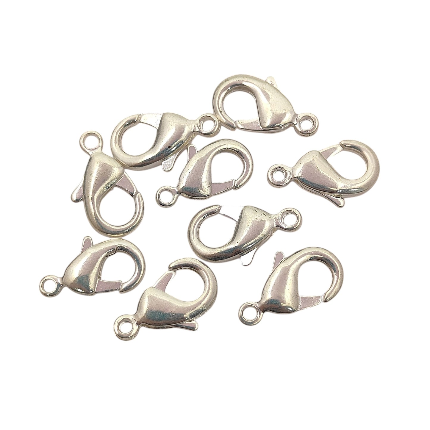 Multi-Size Silver Plated Lobster Clasps Jewelry Making Components for Necklaces, Bracelets, and Handmade Crafting- 5 Piece Set