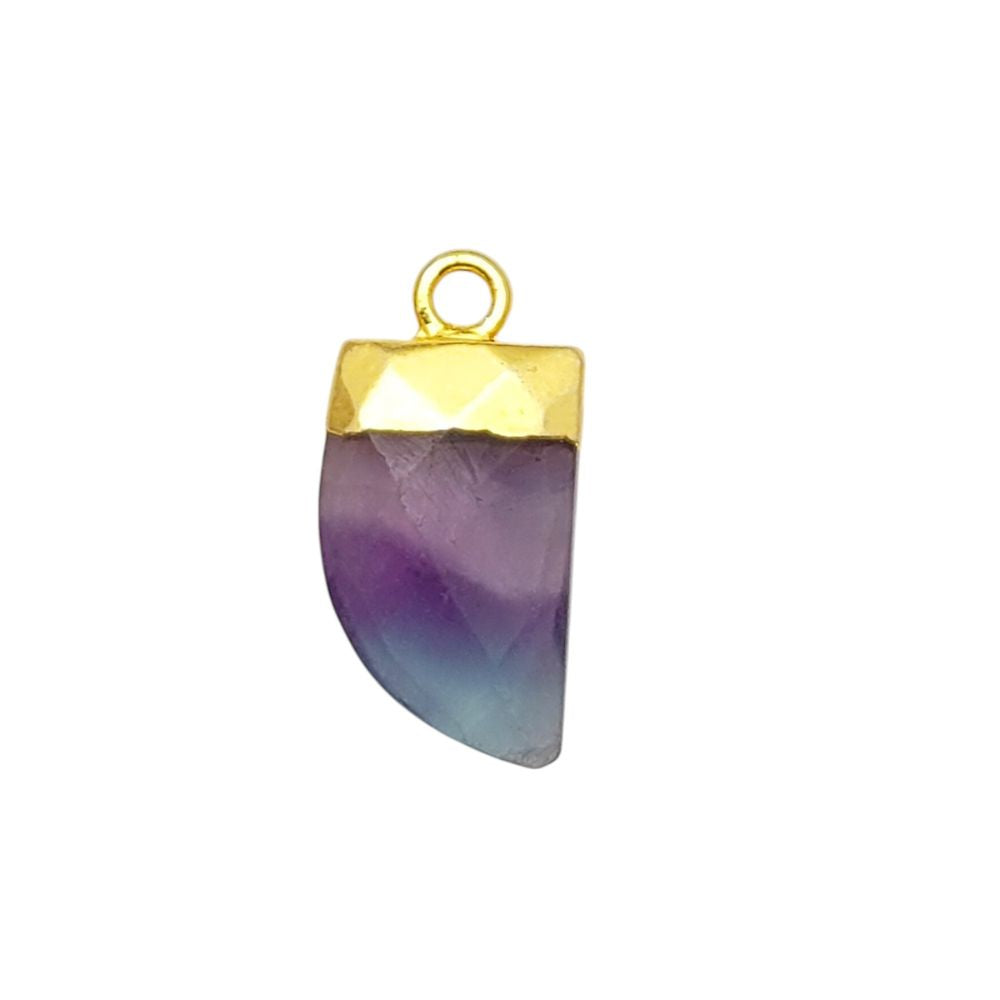 Multi Fluorite Horn Pendant – Gold Electroplated Healing Crystal Necklace Charm