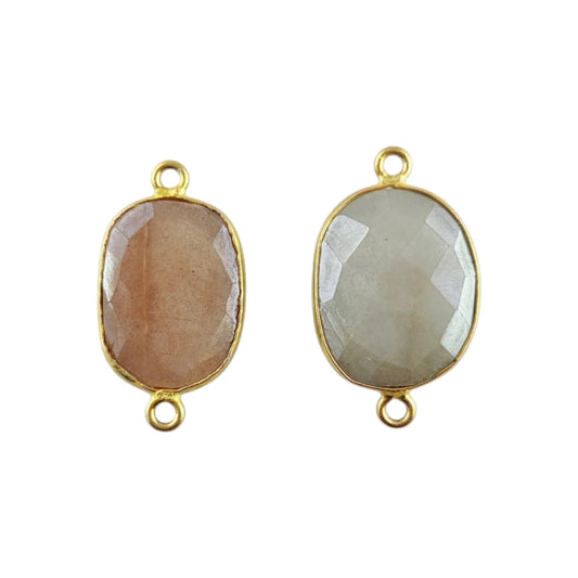 12–15mm Mystic Moonstone Free Form Connector Gold Bezel Gemstone Charm for Bracelets, Earrings & Necklaces- Selling Per Piece