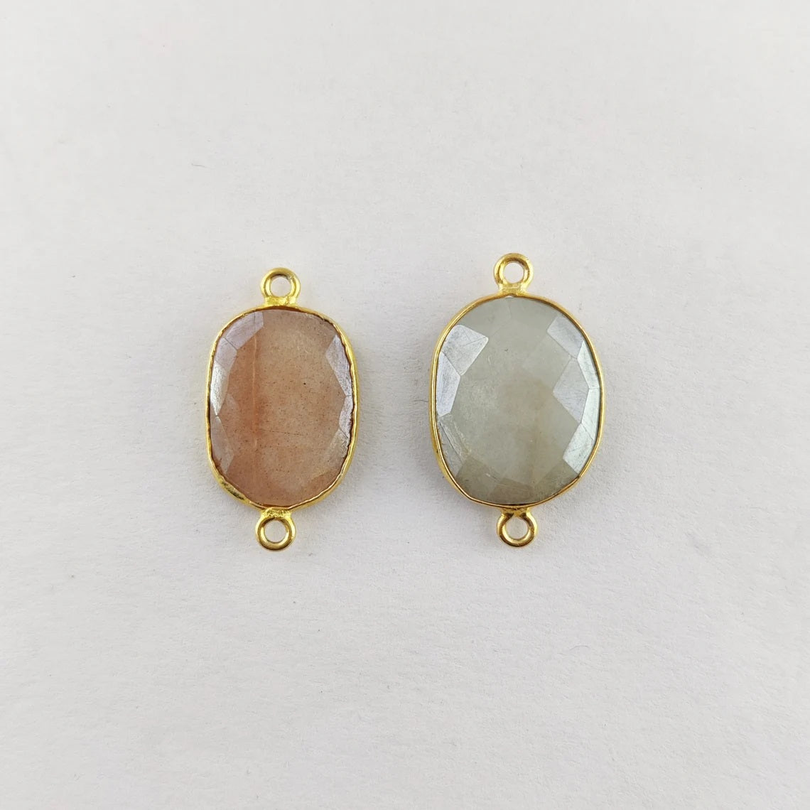 12–15mm Mystic Moonstone Free Form Connector Gold Bezel Gemstone Charm for Bracelets, Earrings & Necklaces- Selling Per Piece
