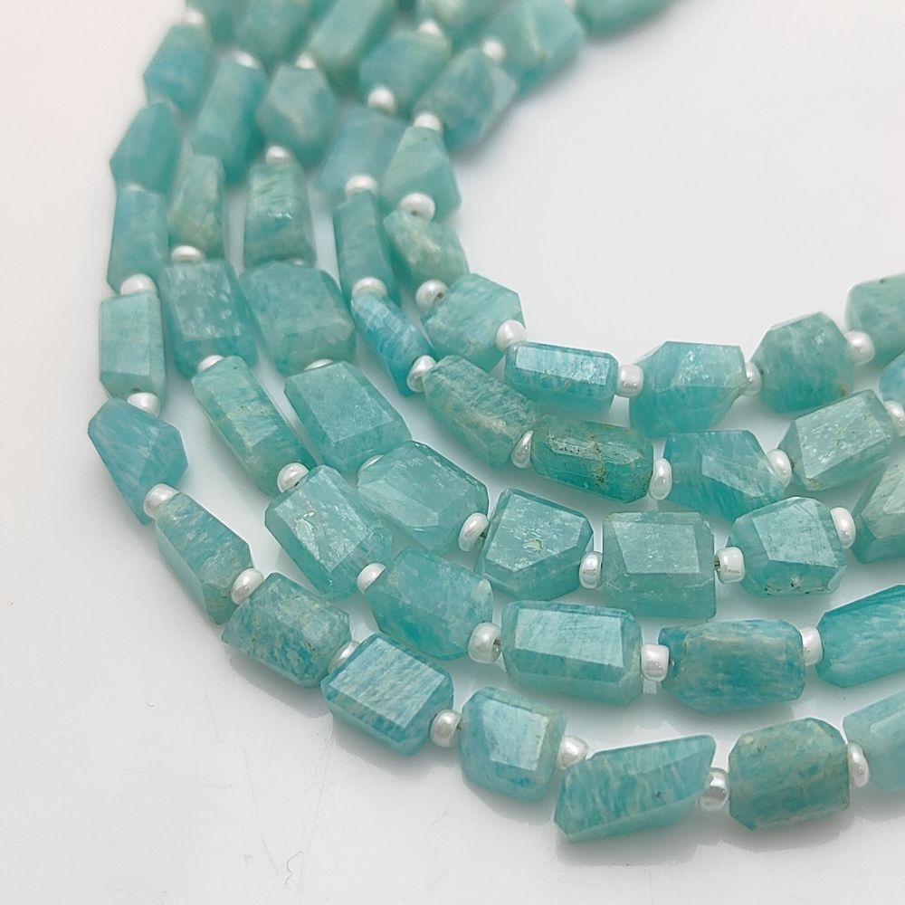 Natural Amazonite Gemstone Faceted Nugget Beads Unique 5-12mm Beads for Handmade Jewelry & Crafting