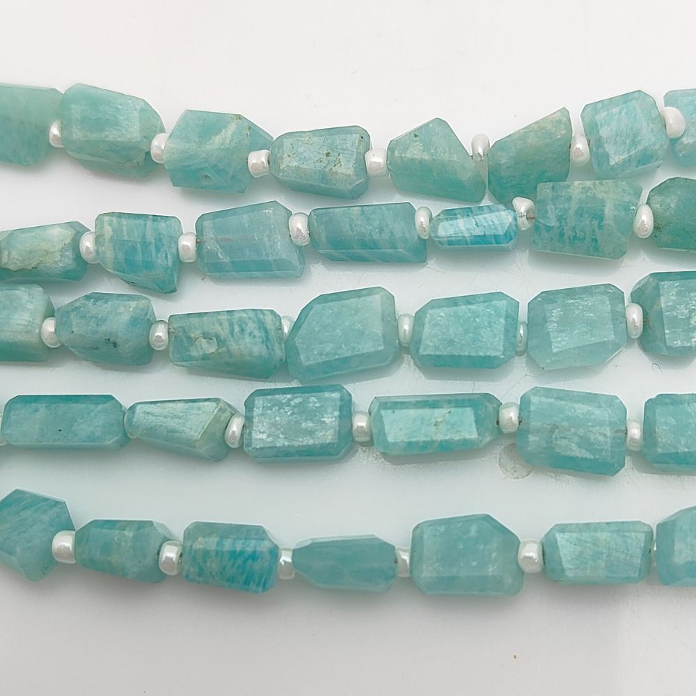 Natural Amazonite Gemstone Faceted Nugget Beads Unique 5-12mm Beads for Handmade Jewelry & Crafting
