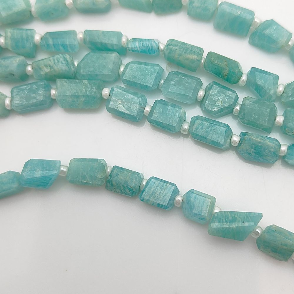 Natural Amazonite Gemstone Faceted Nugget Beads Unique 5-12mm Beads for Handmade Jewelry & Crafting