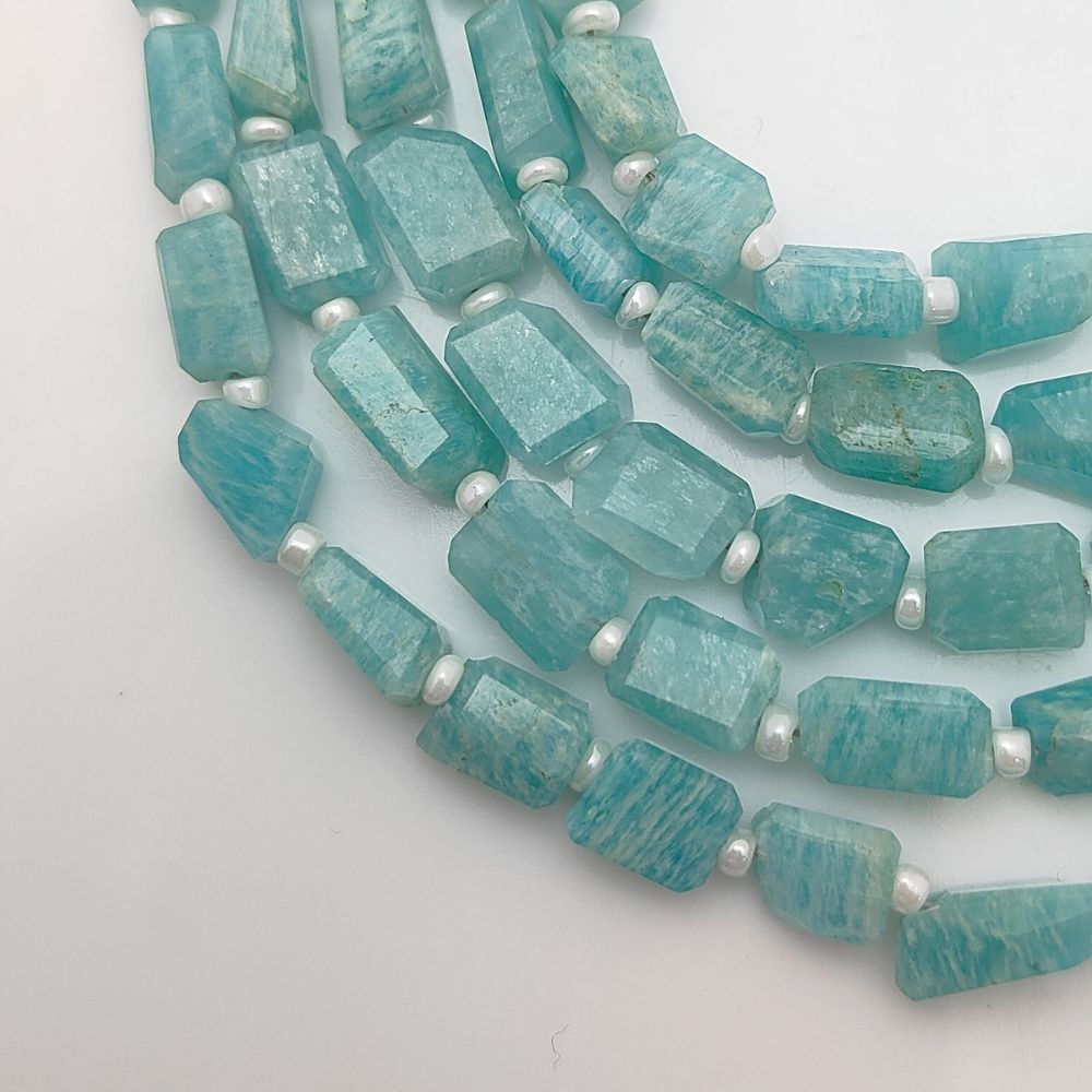 Natural Amazonite Gemstone Faceted Nugget Beads Unique 5-12mm Beads for Handmade Jewelry & Crafting