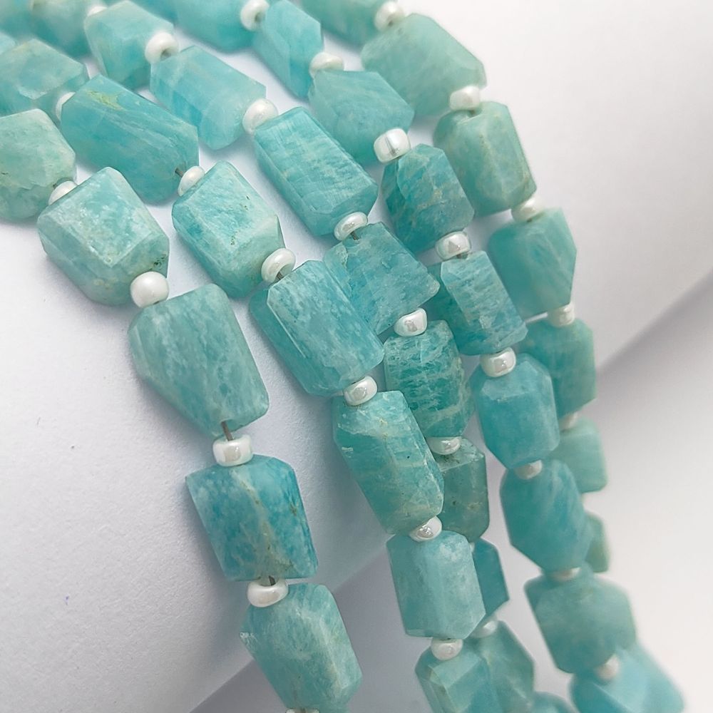 Natural Amazonite Gemstone Faceted Nugget Beads Unique 5-12mm Beads for Handmade Jewelry & Crafting