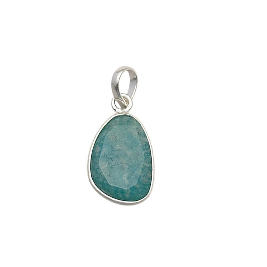 Natural Amazonite Gemstone Pendant 10-15mm Uneven Shape Gold/Silver Plated Handmade Jewelry